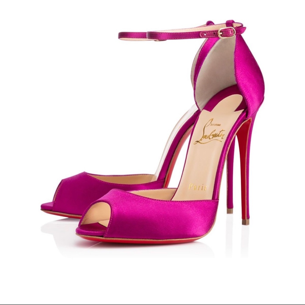 Christian Louboutin Gardnera Satin 4.5 inch peep toe heels Size 8